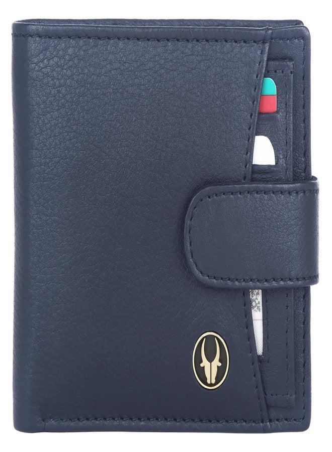 وايلدهورن محفظة جلدية للرجال من وايلد هورن مزودة بتقنية الحماية من تقنية RFID | 8 فتحات للبطاقات | قسمان للنقود | إغلاق بحلقة (أزرق) - Image 3